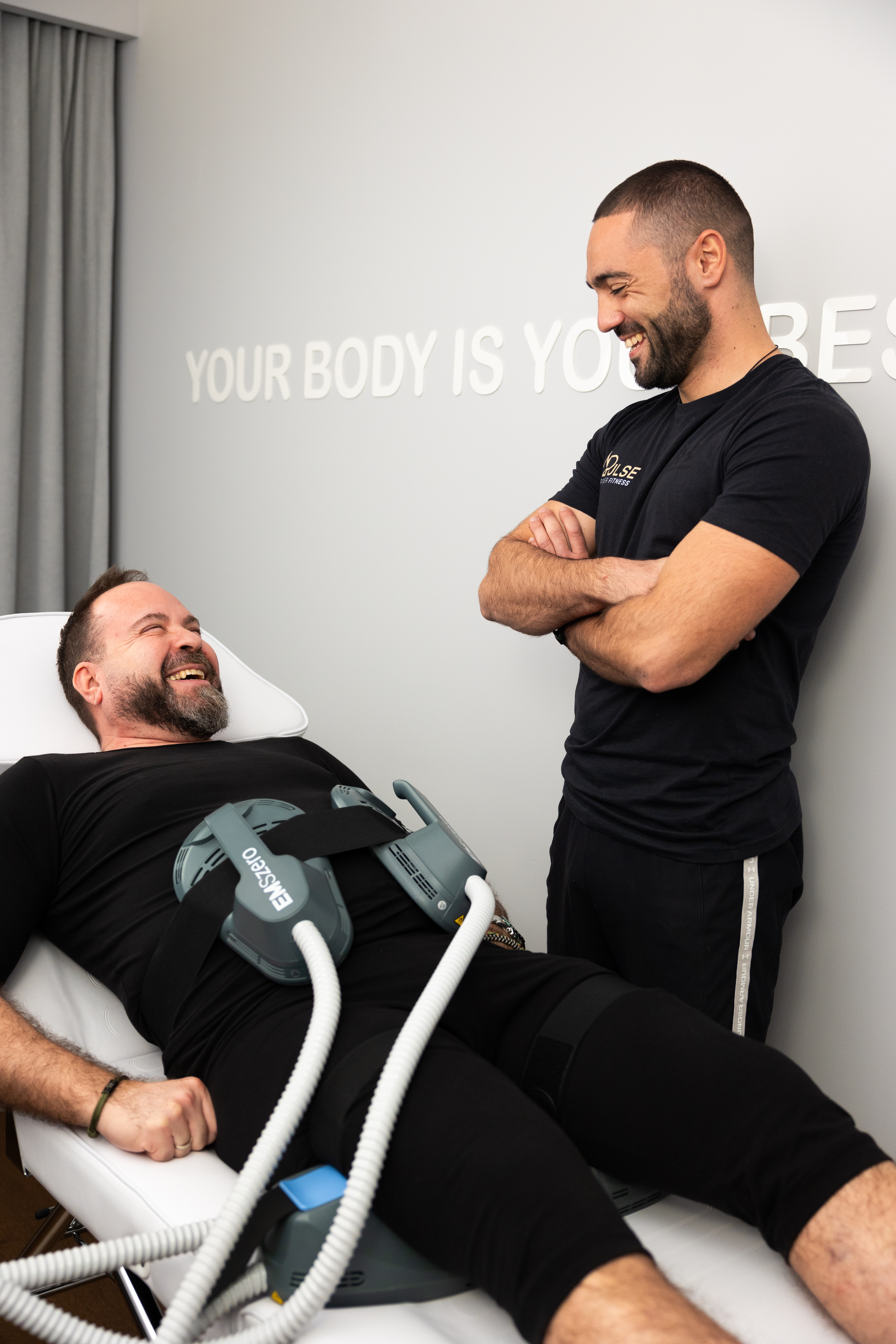 Trainer walking client through the session