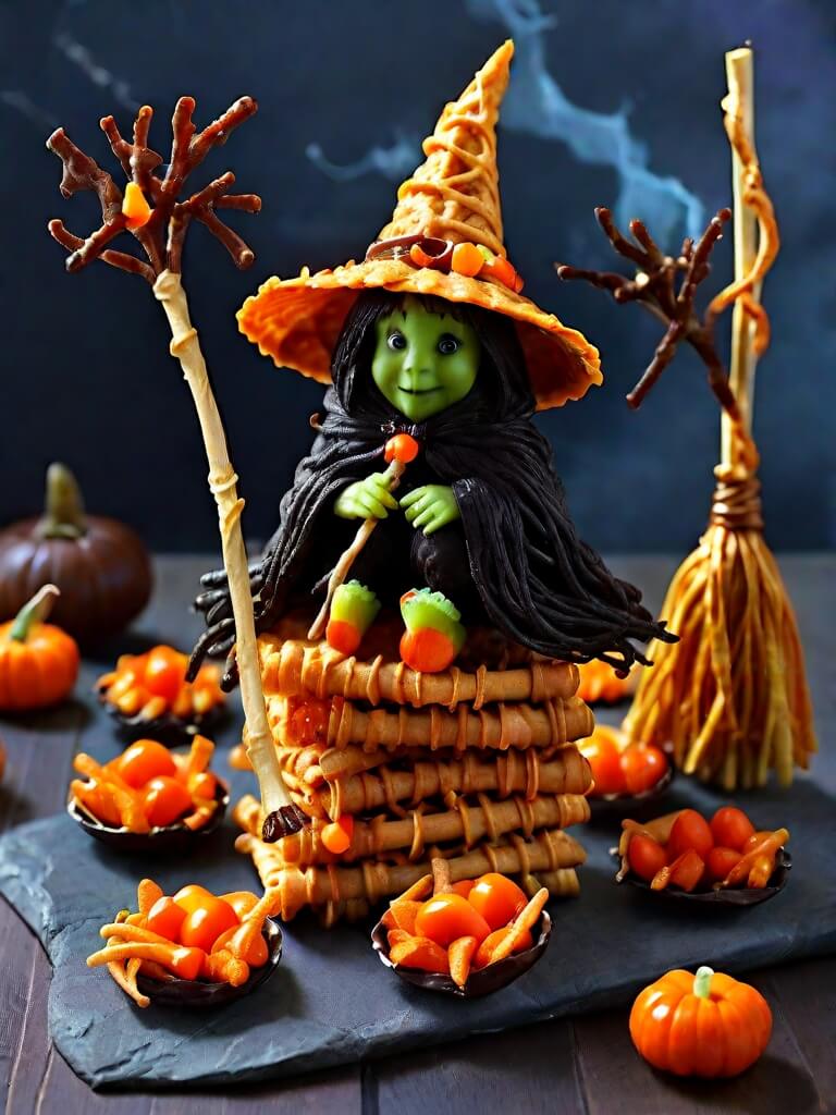 Witch's Broomstick Snacks. Healthy Halloween