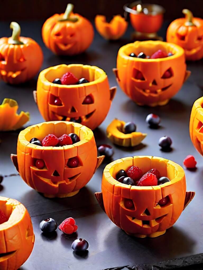 Jack-o'-Lantern Fruit Cups. Halloween