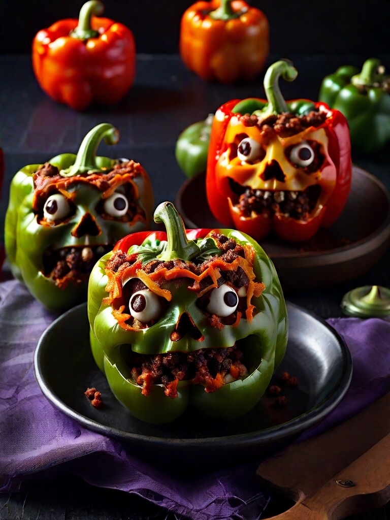 Spooky Stuffed Bell Peppers Healthy Halloween Recipes