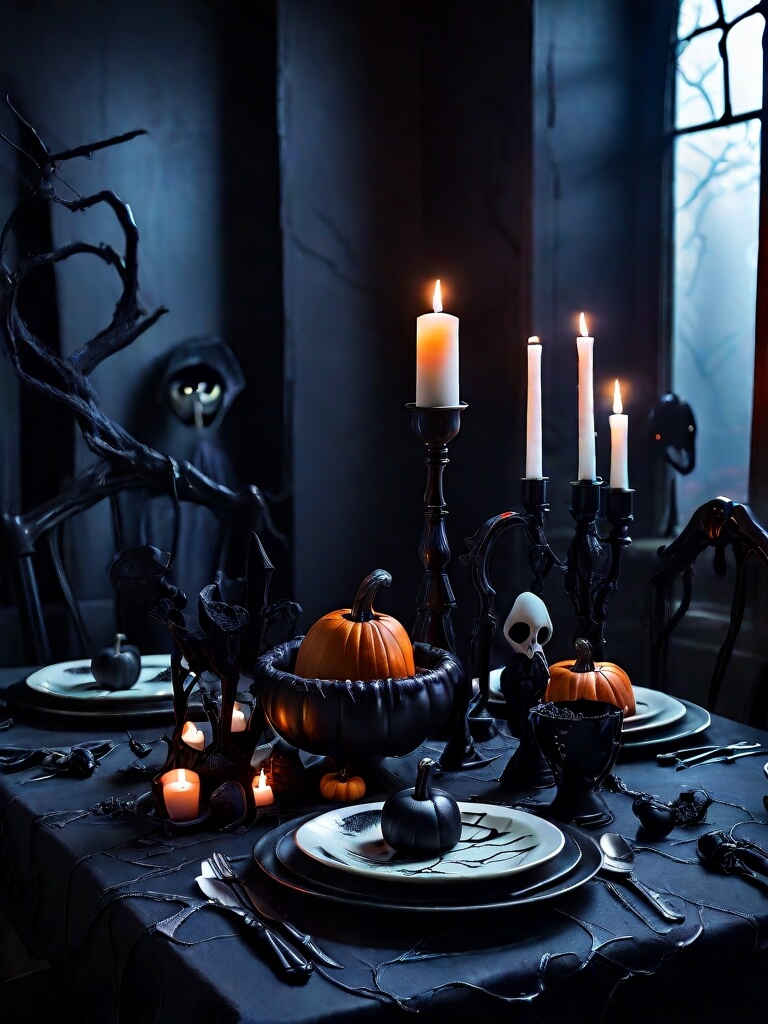 Spooky Table Settings for an Atmosphere  Halloween and Healthy 